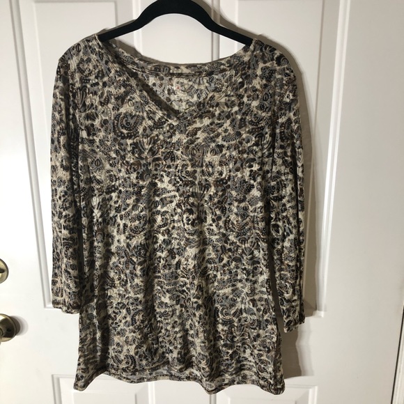 Style&Co, brown Paisley Thin long sleeve blouse - Picture 1 of 2